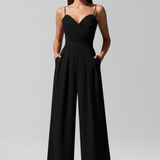 Damen-Jumpsuit mit V-Ausschnitt und weitem Bein
