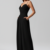 Damen-Jumpsuit mit V-Ausschnitt und weitem Bein