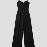 Damen-Jumpsuit mit V-Ausschnitt und weitem Bein