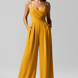 Damen-Jumpsuit mit V-Ausschnitt und weitem Bein