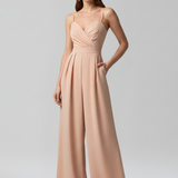 Damen-Jumpsuit mit V-Ausschnitt und weitem Bein