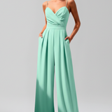 Damen-Jumpsuit mit V-Ausschnitt und weitem Bein