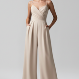 Damen-Jumpsuit mit V-Ausschnitt und weitem Bein