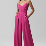 Damen-Jumpsuit mit V-Ausschnitt und weitem Bein