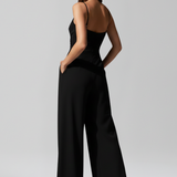 Damen-Jumpsuit mit V-Ausschnitt und weitem Bein