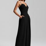 Damen-Jumpsuit mit V-Ausschnitt und weitem Bein