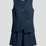 Damen Overall mit Wickelausschnitt und Knopfleiste