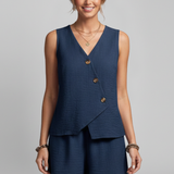 Damen Overall mit Wickelausschnitt und Knopfleiste