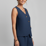 Damen Overall mit Wickelausschnitt und Knopfleiste