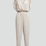 Damen-Jumpsuit mit Wickelausschnitt und elastischem Bund