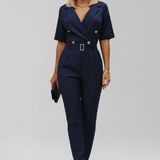 Damen-Jumpsuit mit Wickelausschnitt und elastischem Bund