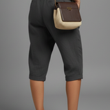 Damen Knielange Hose mit Hoher Taille und Geraden Beinen