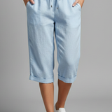 Damen Knielange Hose mit Hoher Taille und Geraden Beinen