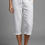 Damen Knielange Hose mit Hoher Taille und Geraden Beinen