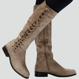Damen-Knöchelstiefel mit Schnürung und einfarbigem Schaft