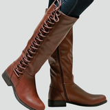 Damen-Knöchelstiefel mit Schnürung und einfarbigem Schaft