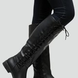 Damen-Knöchelstiefel mit Schnürung und einfarbigem Schaft