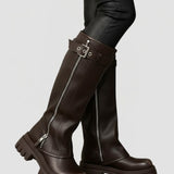 Damen Knielange Plateau-Stiefel mit seitlichem Reißverschluss