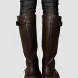 Damen Knielange Plateau-Stiefel mit seitlichem Reißverschluss