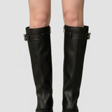 Damen Knielange Plateau-Stiefel mit seitlichem Reißverschluss