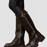 Damen Knielange Plateau-Stiefel mit seitlichem Reißverschluss