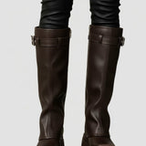 Damen Knielange Plateau-Stiefel mit seitlichem Reißverschluss