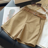 Damen Knielange Shorts mit Gürtelschlaufen und Seitentaschen