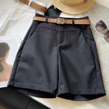 Damen Knielange Shorts mit Gürtelschlaufen und Seitentaschen