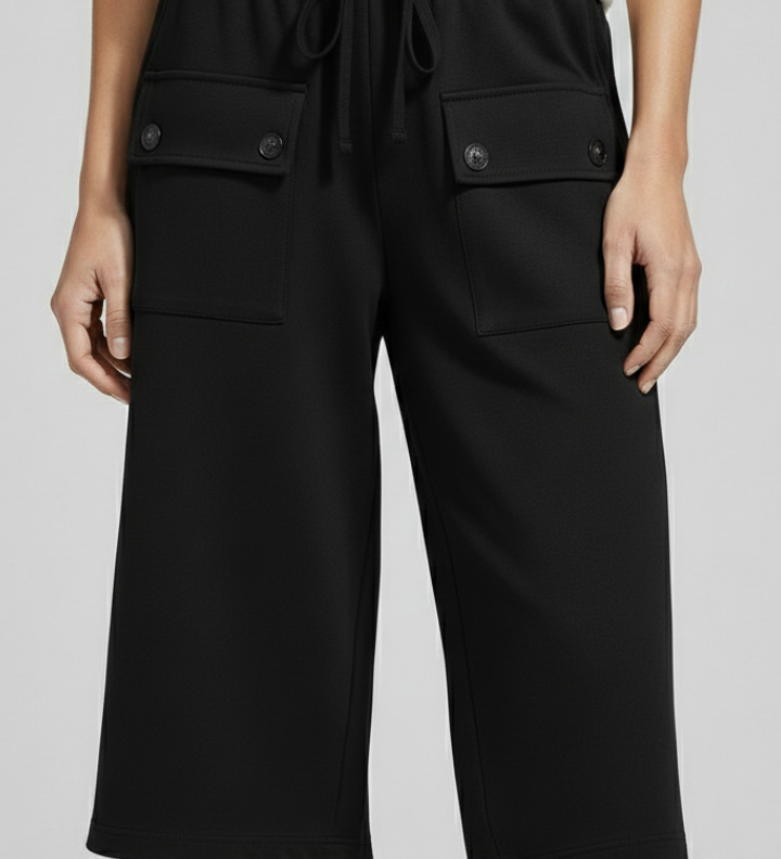 Damen Knie-lange Shorts mit elastischem Bund und Taschen