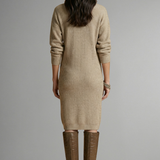 Damen Strickkleid mit gerippter Textur und Knopfleiste