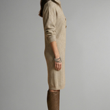 Damen Strickkleid mit gerippter Textur und Knopfleiste