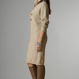 Damen Strickkleid mit gerippter Textur und Knopfleiste