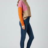 Damen Strickpullover mit hohem Kragen und gerippten Bündchen