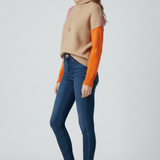 Damen Strickpullover mit hohem Kragen und gerippten Bündchen