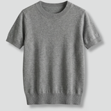 Damen Strickoberteil mit Rundhalsausschnitt und geripptem Saum