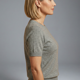 Damen Strickoberteil mit Rundhalsausschnitt und geripptem Saum