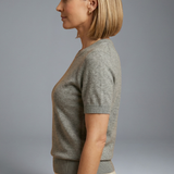 Damen Strickoberteil mit Rundhalsausschnitt und geripptem Saum