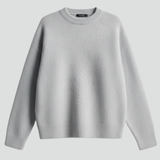 Damen Strickpullover mit Rundhalsausschnitt und überschnittenen Schultern