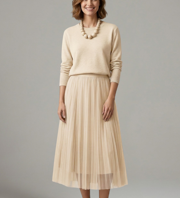 Damen Schichtkleid mit Rundhalsausschnitt und plissiertem Rock