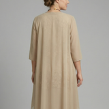 Damen Schichtkleid mit Rundhalsausschnitt und transparenter Überlage