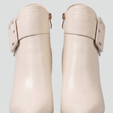 Damen Leder Stiefeletten mit Schnalle und Reißverschluss