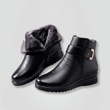 Damen Lederstiefel mit orthopädischer Sohle und strukturiertem Obermaterial