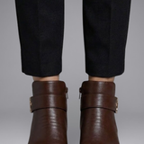 Damen Lederstiefel mit orthopädischer Sohle und strukturiertem Obermaterial