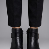 Damen Lederstiefel mit orthopädischer Sohle und strukturiertem Obermaterial