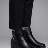 Damen Lederstiefel mit orthopädischer Sohle und strukturiertem Obermaterial