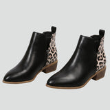 Damen Lederstiefel mit seitlichem Reißverschluss und niedrigem Absatz