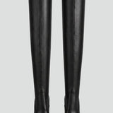 Damen Lederstiefel mit Reißverschluss und schmalem Absatz