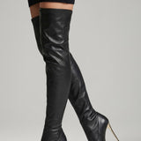 Damen Lederstiefel mit Reißverschluss und schmalem Absatz