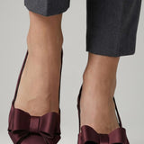 Damen Leder High Heels mit Schleifendetail und spitzer Zehenform