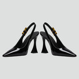 Damen Leder High Heels mit spitzem Zehen und offenem Design